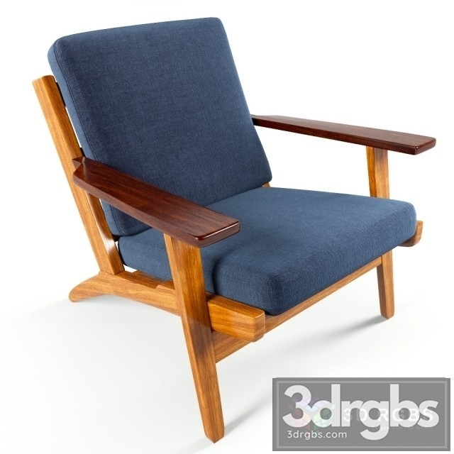 Danish Beech Wood Armchair 3dsmax Download - thumbnail 1