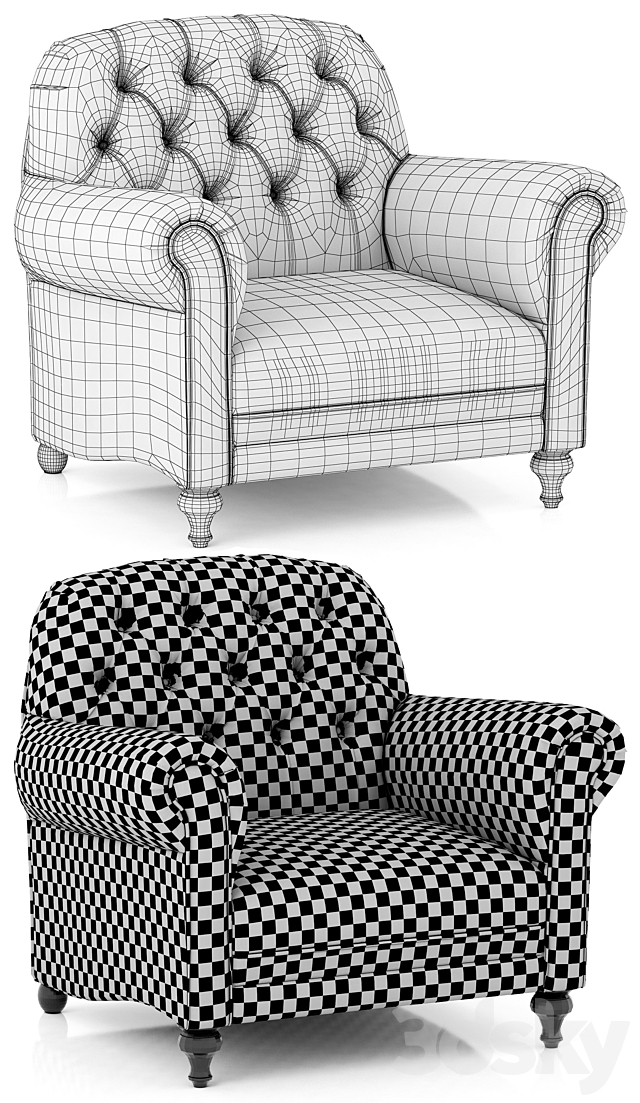 Dantone Home Oxford Armchair 3ds Max - thumbnail 3