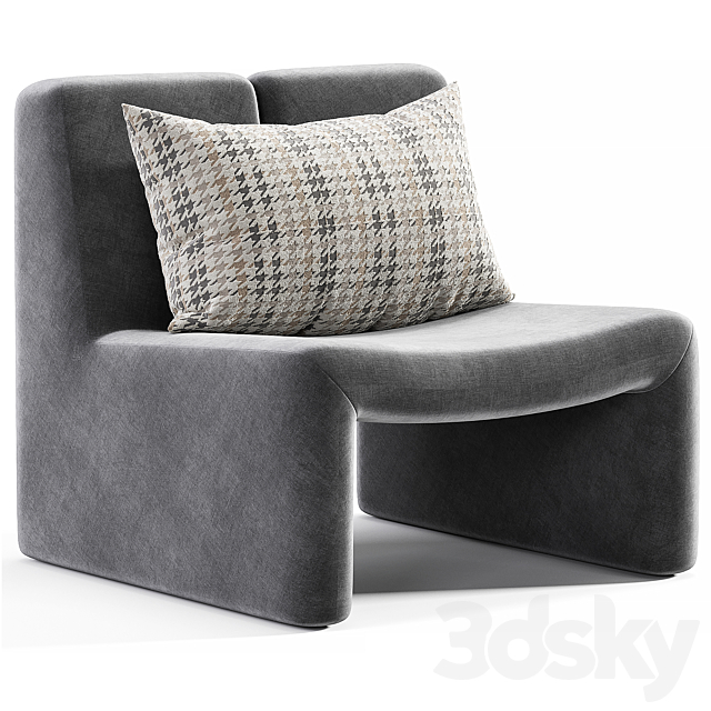 Dario Green Boucle Accent Chair By CB2 3DS Max Model - thumbnail 3