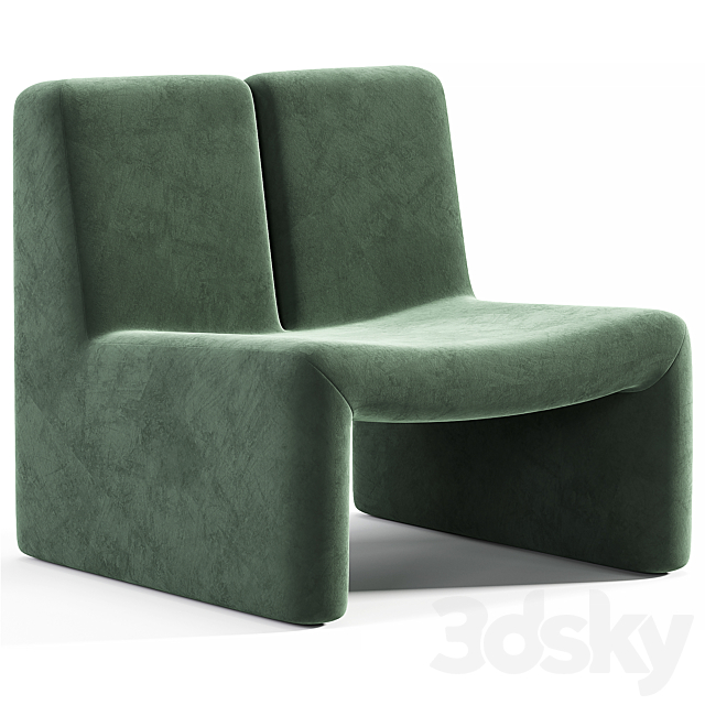 Dario Green Boucle Accent Chair By CB2 3DS Max Model - thumbnail 4