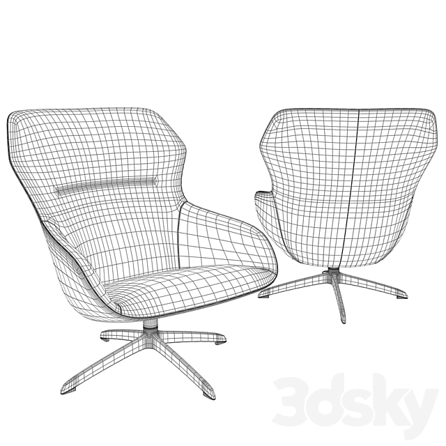 Davis_Ginkgo_Lounge_High_Back_Armchair 3DS Max Model - thumbnail 2