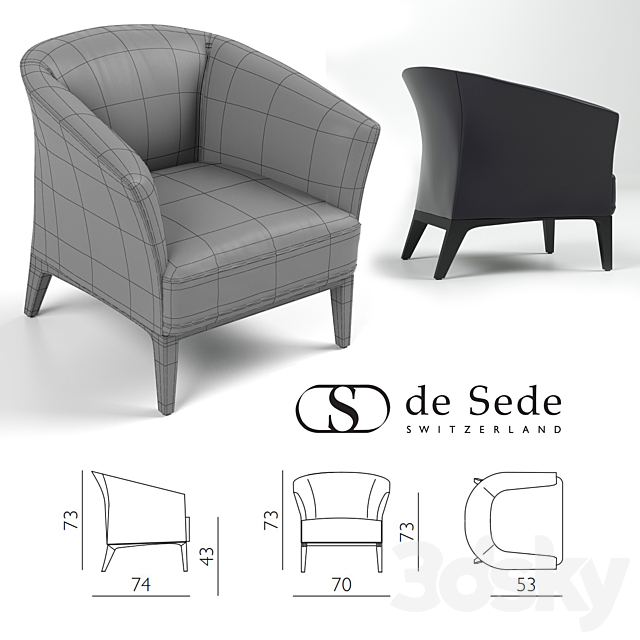 De Sede DS-292 Armchair 3DS Max Model - thumbnail 3