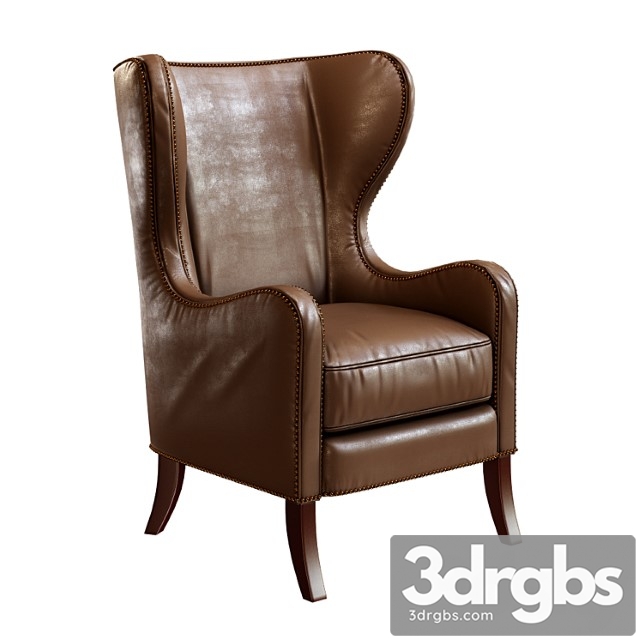 Dempsey wingback chair bourbon leather 3dsmax Download - thumbnail 1