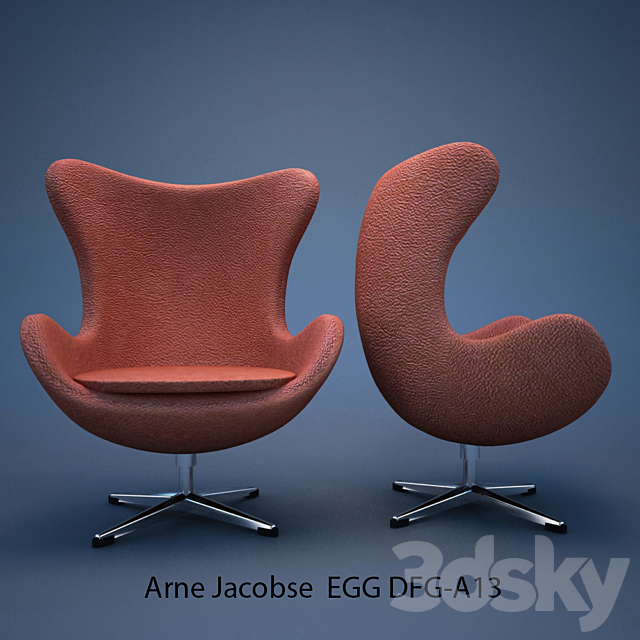 Design armchair EGG DFG-A13 Arne Jacobsen 3ds Max - thumbnail 1