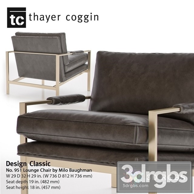 Design Classic 951 Lounge Chair 3dsmax Download - thumbnail 1