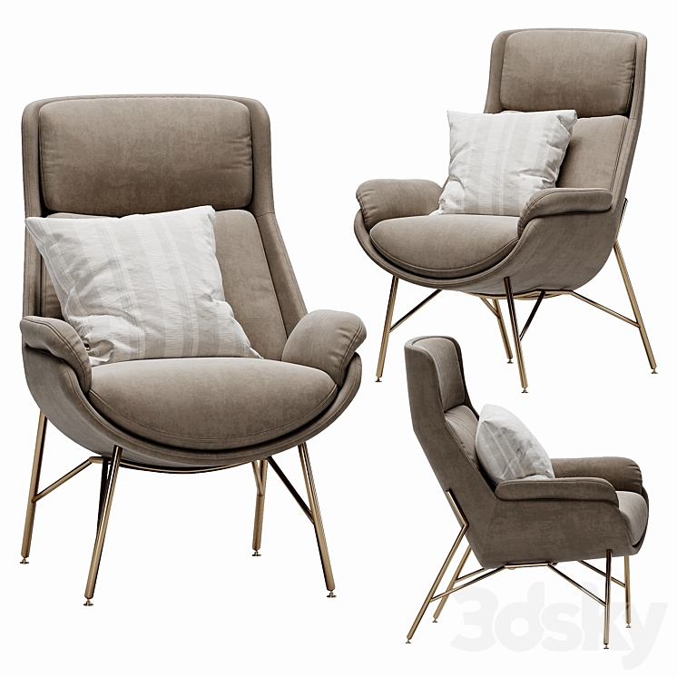 Ditre italia beetle armchair 3DS Max - thumbnail 2