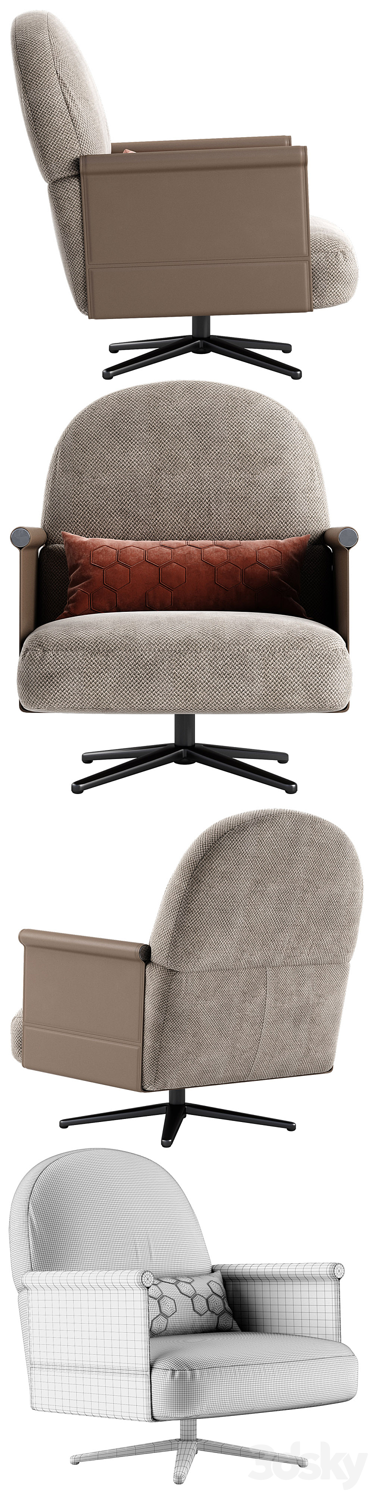 Ditre italia Beyl armchair 3DS Max - thumbnail 2