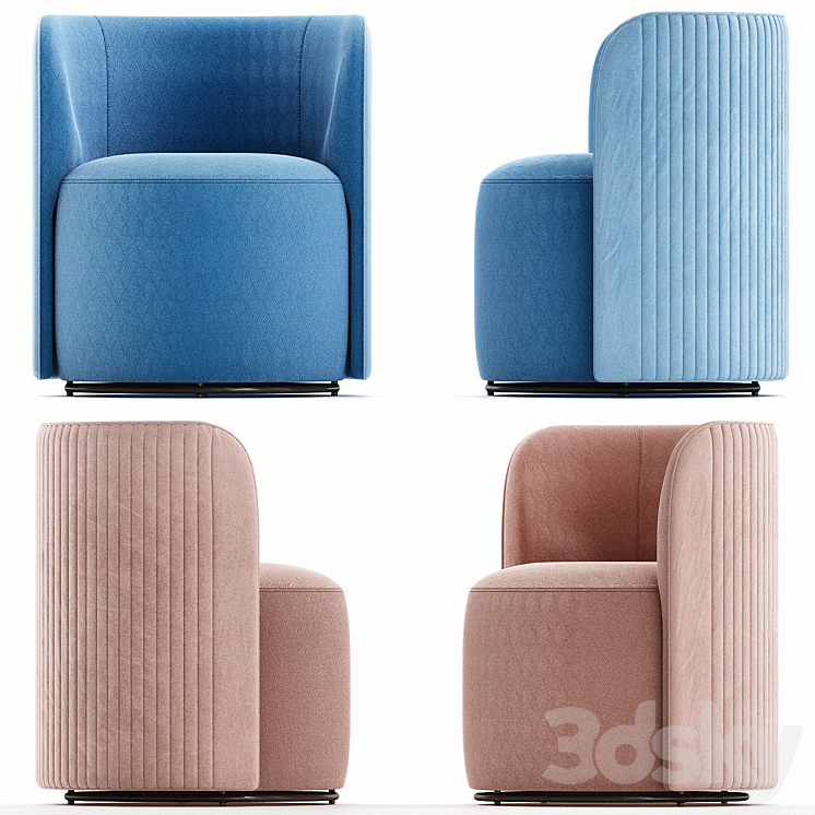 Ditre Italia CHLOÈ LUXURY Upholstered fabric easy chair 3DS Max - thumbnail 1