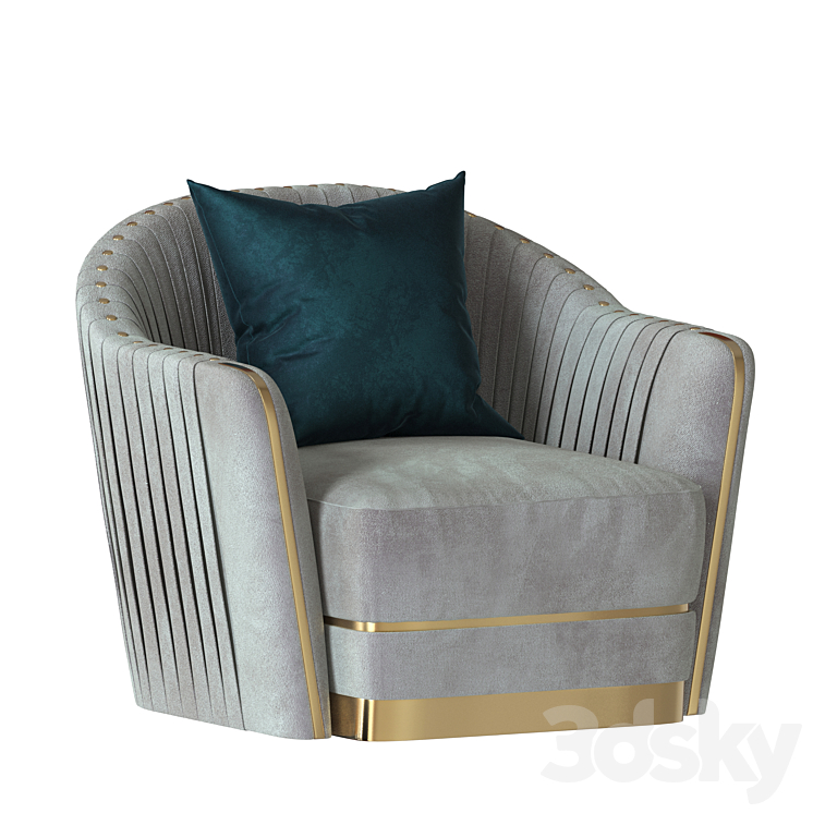 Divani Casa Ardine Gold Lounge Chair 3DS Max - thumbnail 1