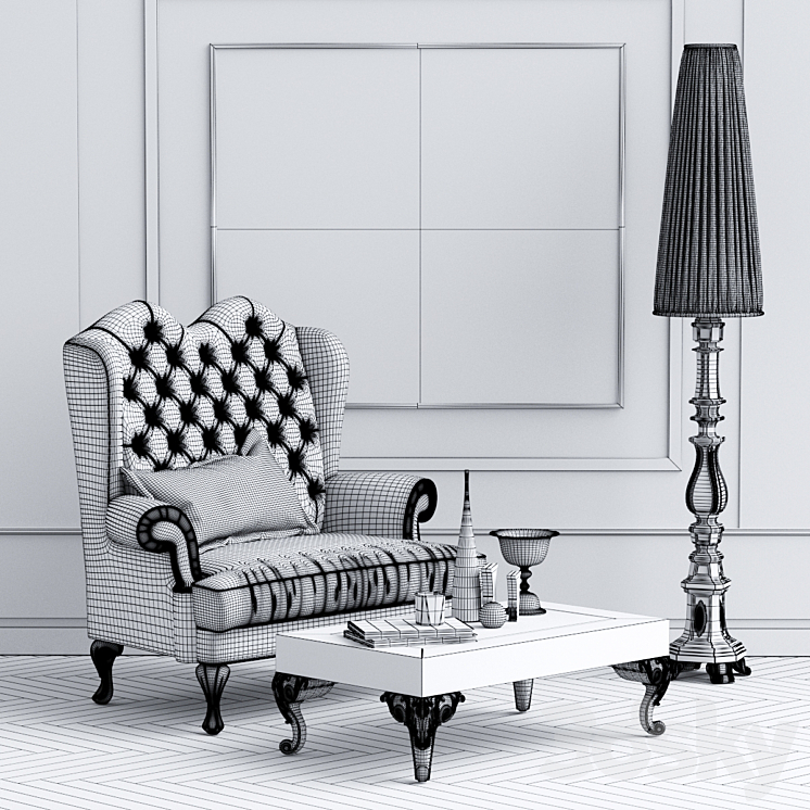 Dolfi Adelaide armchir. Floor lamp 3DS Max - thumbnail 2