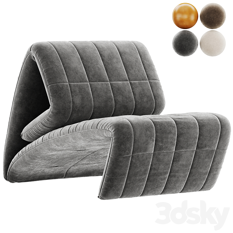 DS 266 Leather armchair 3DS Max - thumbnail 2