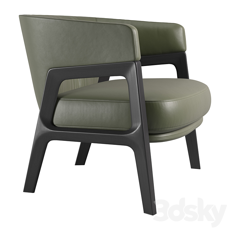 Duo Lounge armchair by Poltrona Frau 3DS Max Model - thumbnail 2