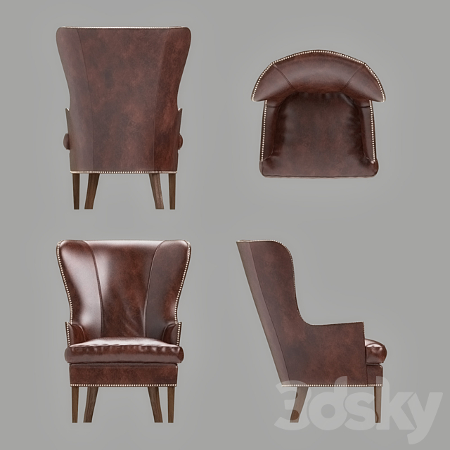 DYLAN Leather Wingback Chair 3ds Max - thumbnail 2