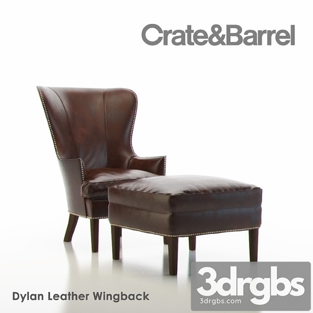 Dylan leather wingback chair 3dsmax Download - thumbnail 1