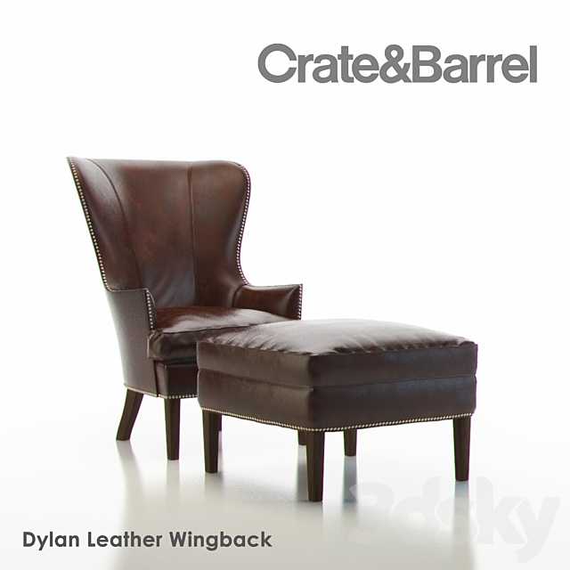 DYLAN Leather Wingback Chair 3DSMax File - thumbnail 1