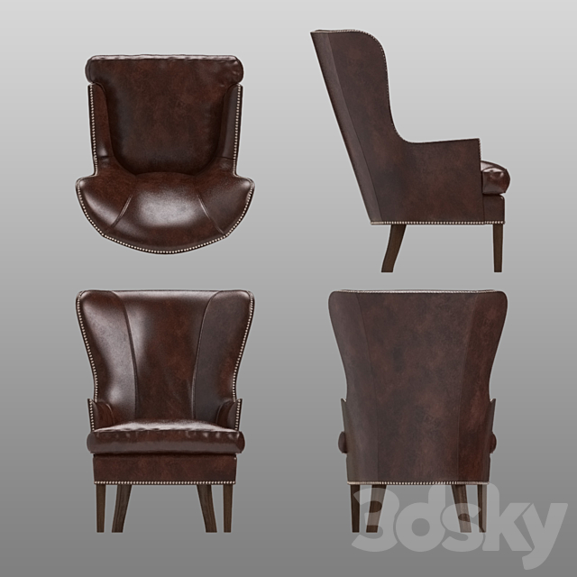 DYLAN Leather Wingback Chair 3DSMax File - thumbnail 3