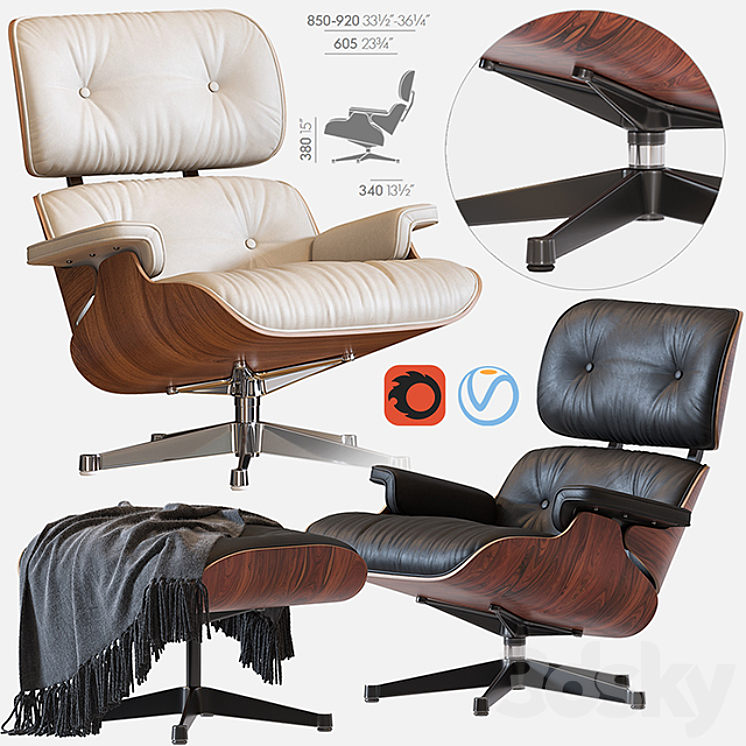 Eames Lounge Chair 3DS Max - thumbnail 2