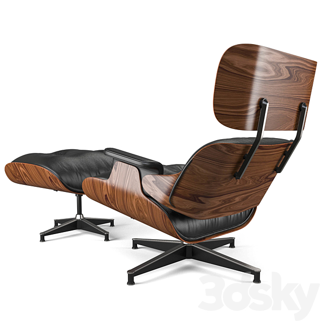 eames lounge chair & ottoman 3DS Max Model - thumbnail 2