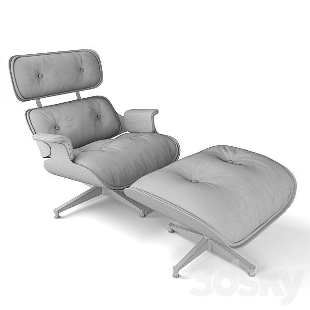 eames lounge chair & ottoman 3DS Max Model - thumbnail 3