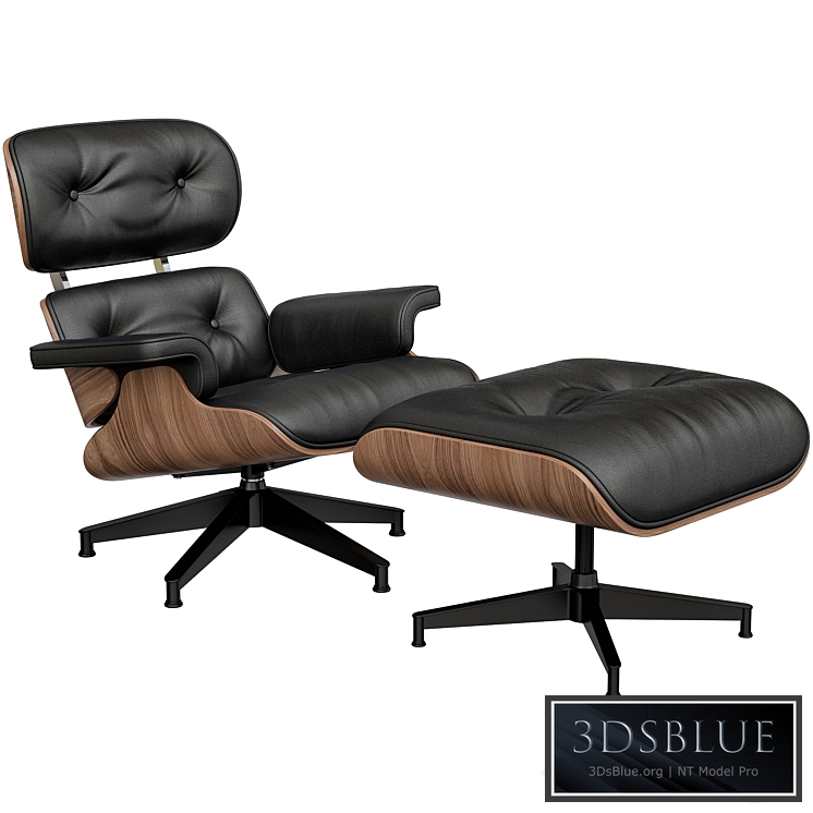 Eames Style Lounge Chair & Ottoman 3DS Max - thumbnail 3