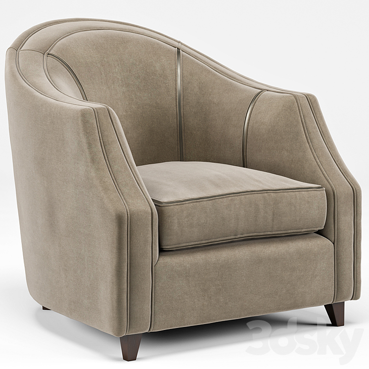 Edina Regency Camel Velvet Round Seamed Arm Chair 3DS Max - thumbnail 1