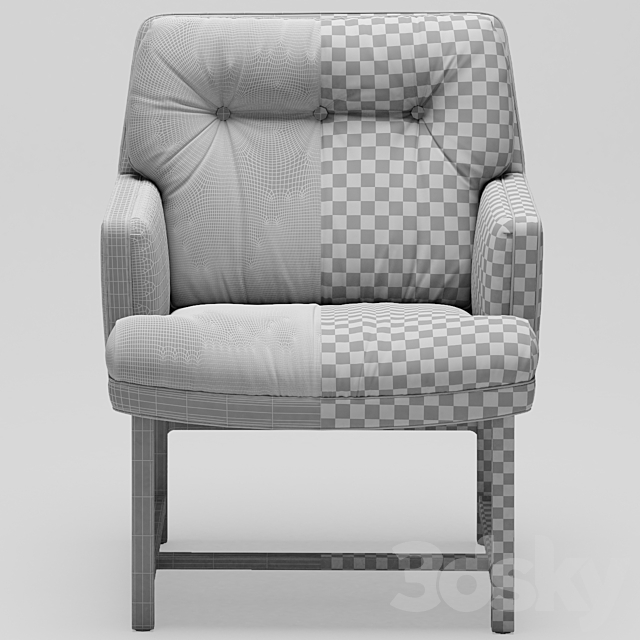 Edward Wormley_Red Armchair 3DS Max Model - thumbnail 3