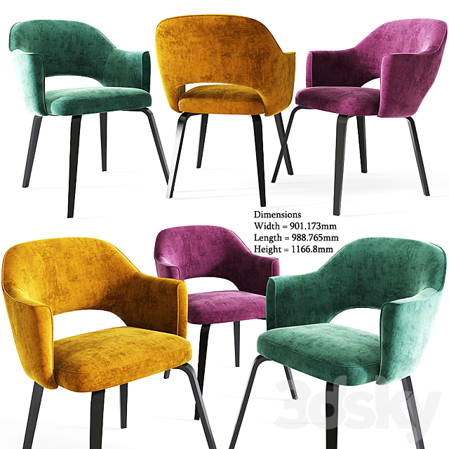 Eero Saarinen Executive Armchairs Woodlegs 2 3ds Max - thumbnail 1