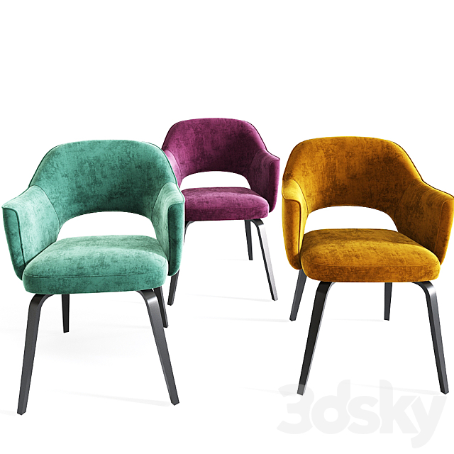 Eero Saarinen Executive Armchairs Woodlegs 2 3ds Max - thumbnail 2