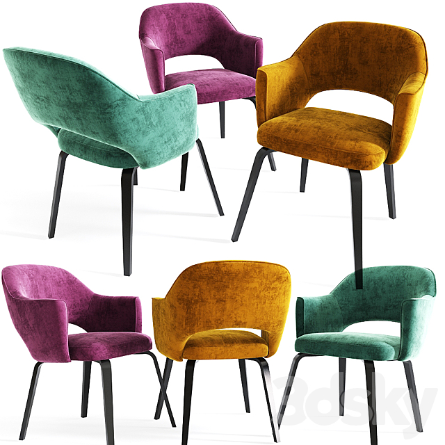 Eero Saarinen Executive Armchairs Woodlegs 2 3ds Max - thumbnail 3