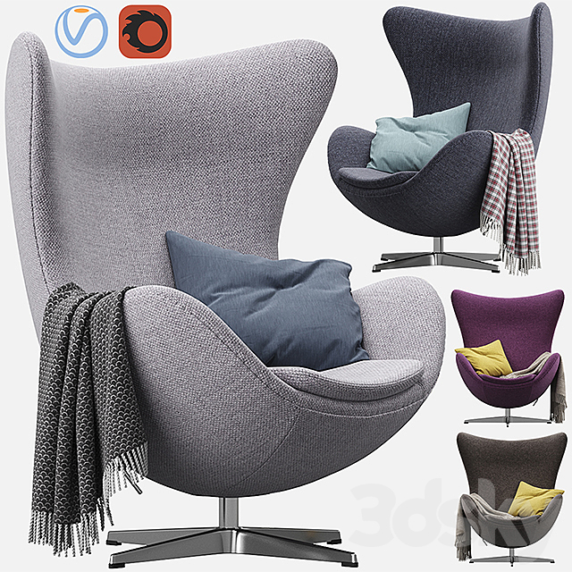 Egg lounge chair 3DS Max Model - thumbnail 2