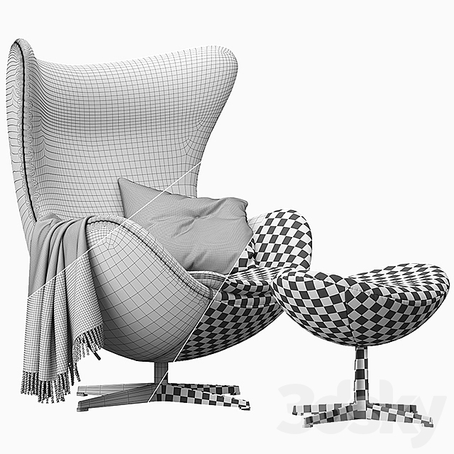 Egg lounge chair 3DS Max Model - thumbnail 3