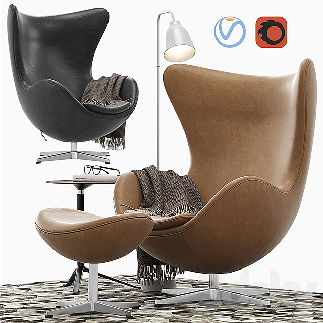 Egg lounge chair 3DSMax File - thumbnail 1