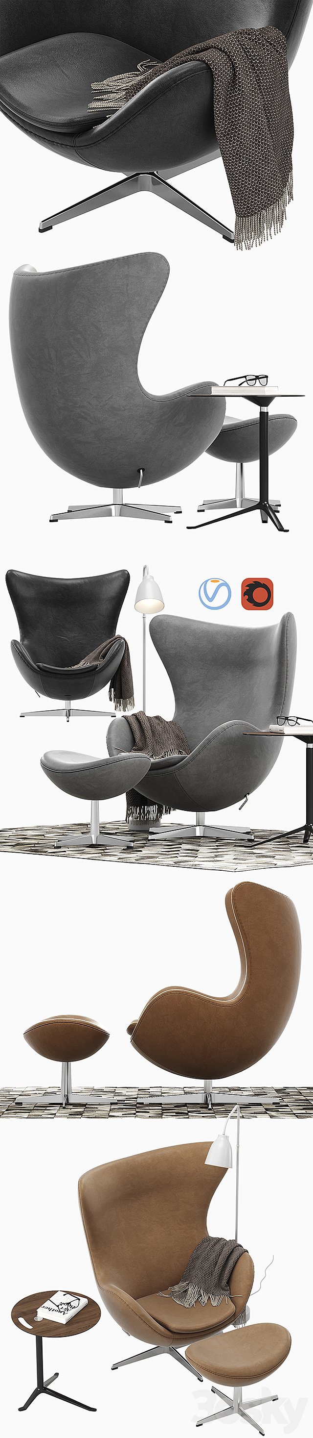 Egg lounge chair 3DSMax File - thumbnail 2