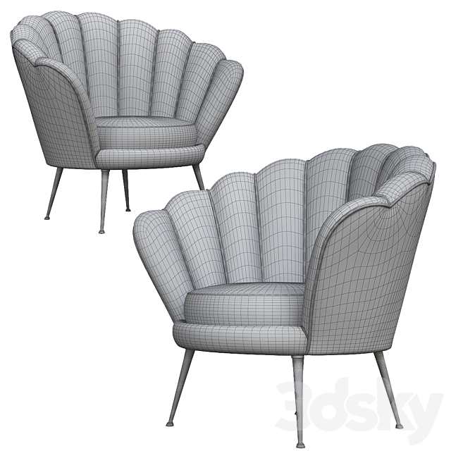 Eichholtz armchair 3DS Max Model - thumbnail 2