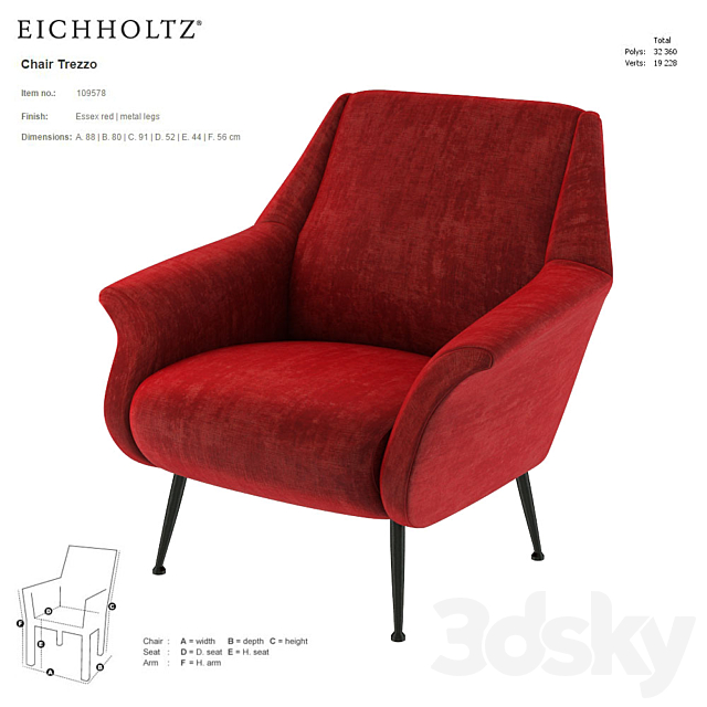 EICHHOLTZ Chair Trezzo 109578 3DSMax File - thumbnail 1