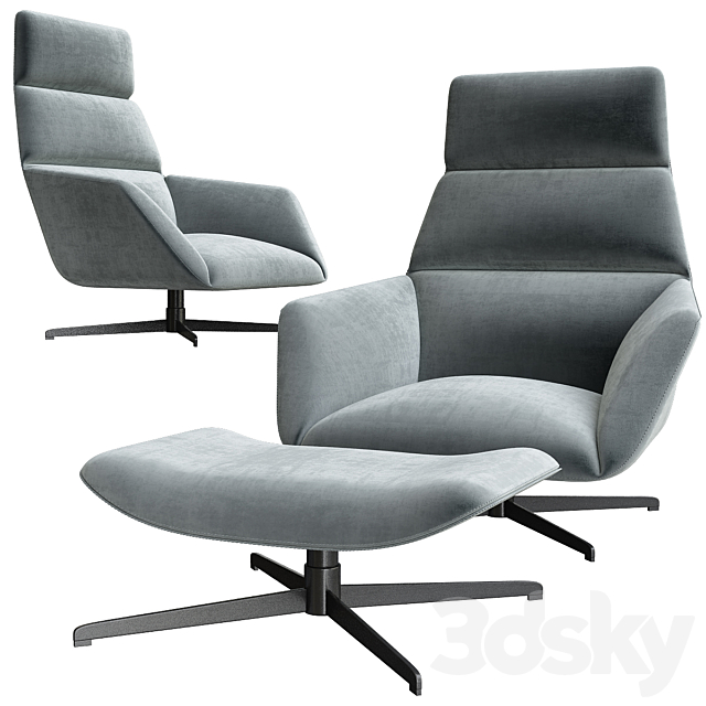 Eichholtz Nautilus Swivel Chair and Ottoman 3DSMax File - thumbnail 1