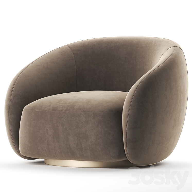 EICHHOLTZ Swivel Armchair BRICE Boucle Cream 3DS Max Model - thumbnail 2