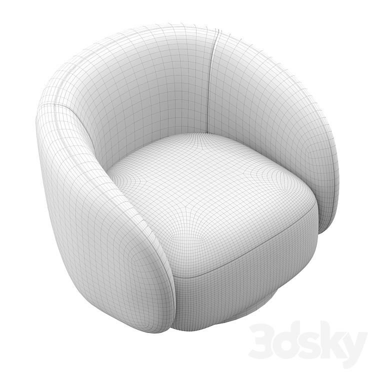 EICHHOLTZ Swivel Armchair BRICE Boucle Cream 3DS Max Model - thumbnail 2