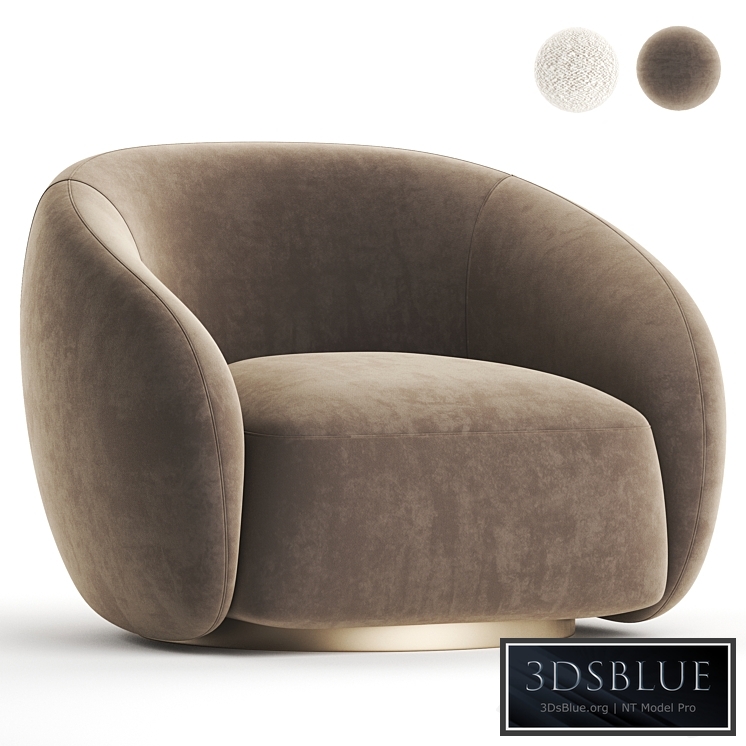 EICHHOLTZ Swivel Armchair BRICE Boucle Cream 3DS Max - thumbnail 3