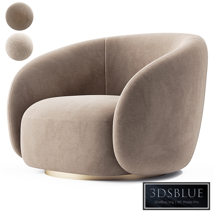 EICHHOLTZ Swivel Armchair BRICE Boucle Cream 3DS Max - thumbnail 3