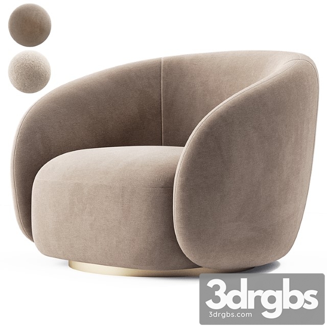 Eichholtz swivel armchair brice boucle cream 3dsmax Download - thumbnail 1