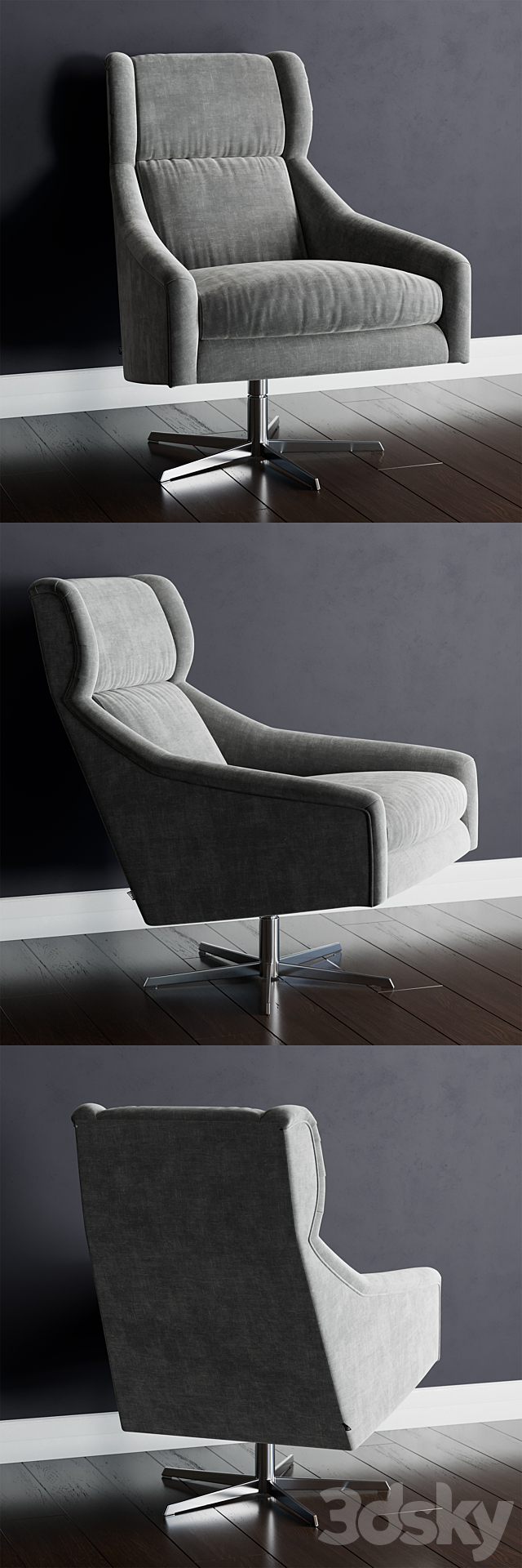 Eichholtz Swivel Chair Nara 3DS Max Model - thumbnail 2