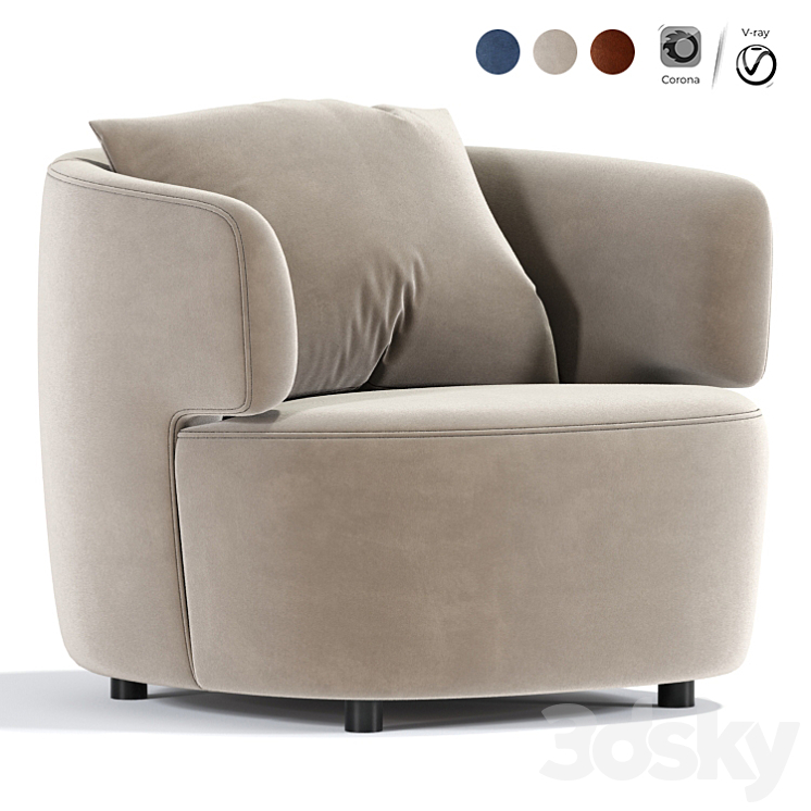 Elain armchair 3DS Max Model - thumbnail 1