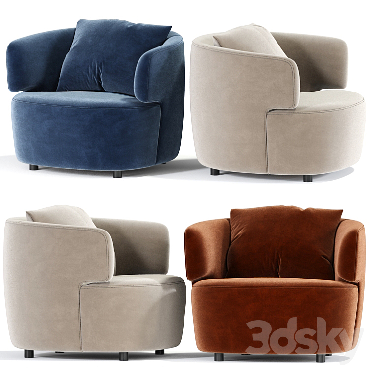 Elain armchair 3DS Max Model - thumbnail 2