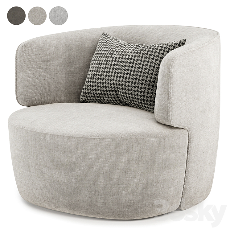 Elaine armchair by Molteni 3DS Max Model - thumbnail 1