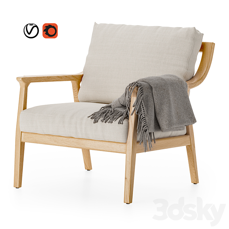 Elam Brown Outdoor Chair 3DS Max Model - thumbnail 1