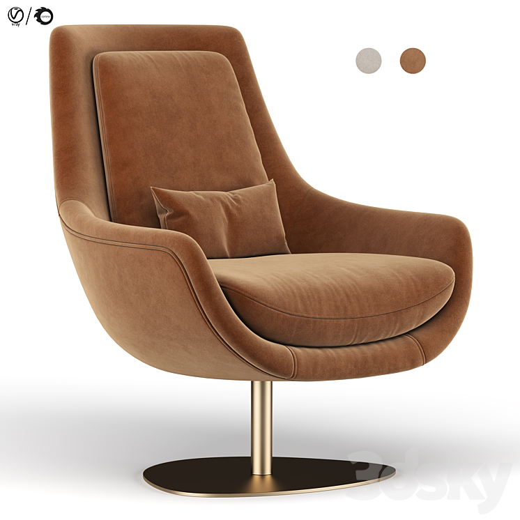 Elba armchair 3DS Max - thumbnail 1