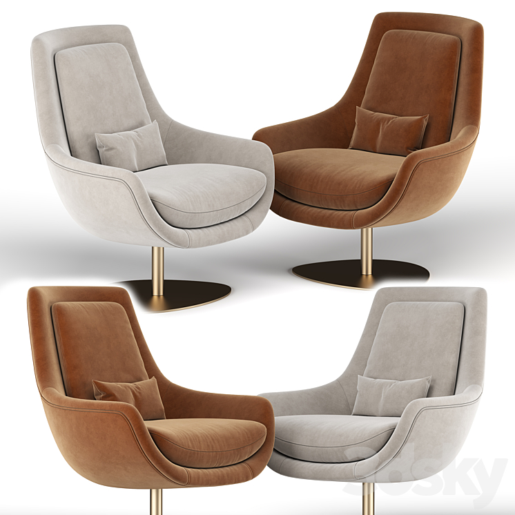 Elba armchair 3DS Max - thumbnail 2