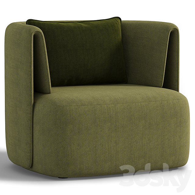 Elio Swivel Barrel Chair 3DS Max Model - thumbnail 2