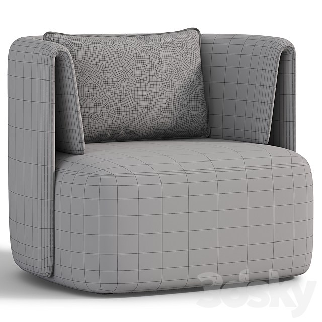 Elio Swivel Barrel Chair 3DS Max Model - thumbnail 4